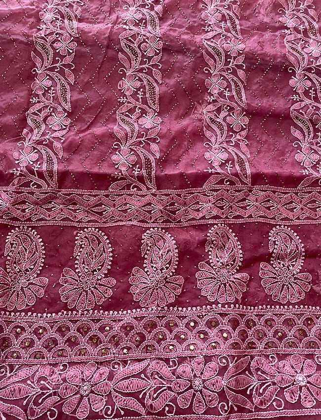 Falsa Shade Dyed Organza Chikankari Shirt & Dupatta with Mukesh