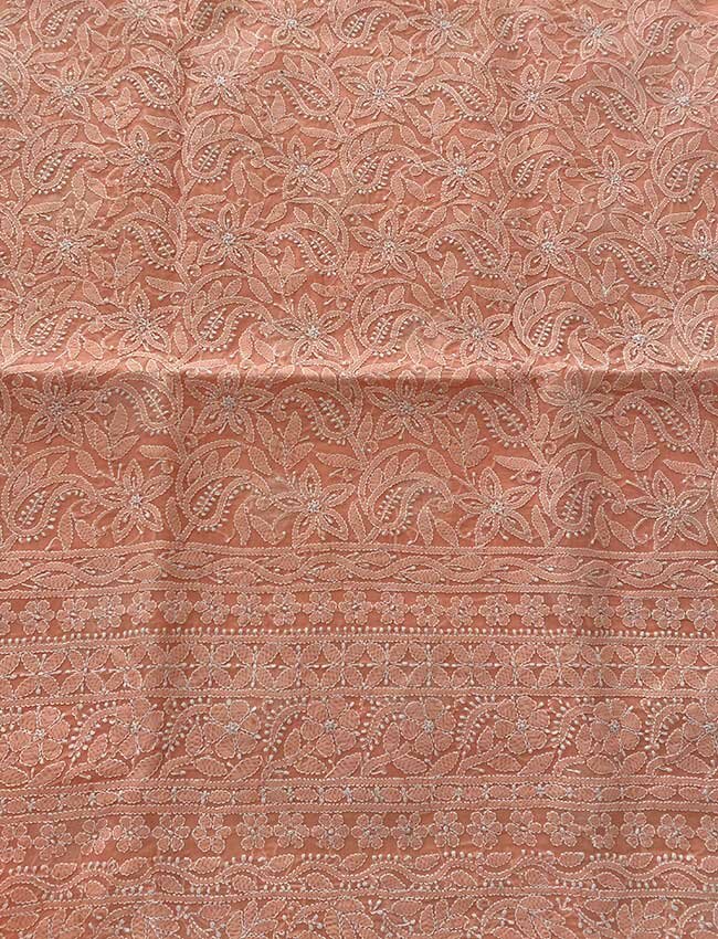 Peach Premium Swiss Voile Chikankari Basic Shirt piece