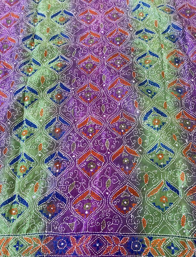 Purple & Green Kantha Dupatta